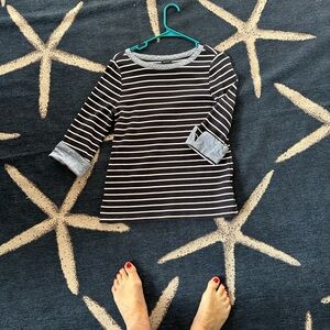 Nautica Navy & White Striped 3/4 Sleeve Tee